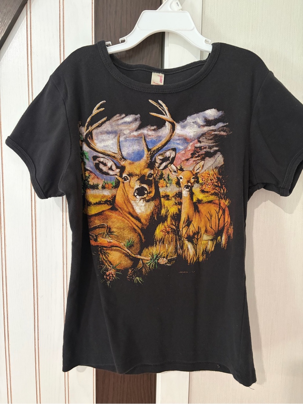 Vintage Anvil Deer 🦌 T-Shirt Ladies Medium (more Like A Small) Graphic Y2K